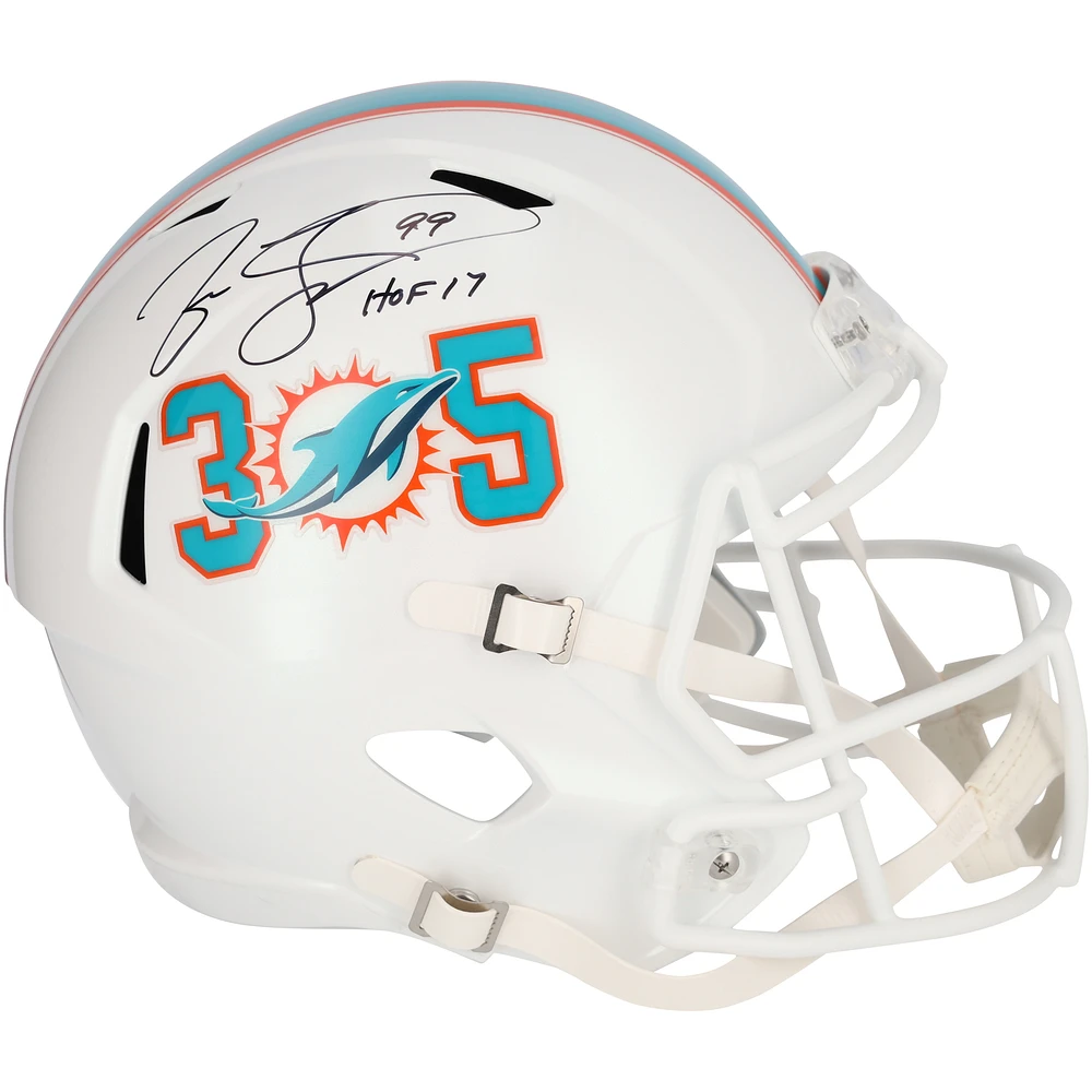 Limited Edition of 6: Jason Taylor Miami Dolphins Autographed Riddell Replica Helmet with Inscription