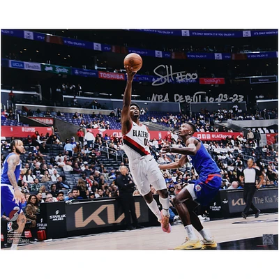 Scoot Henderson Portland Trail Blazers Autographed 16" x 20" Layup vs. Los Angeles Clippers with "NBA Debut 10-25-23" Inscription