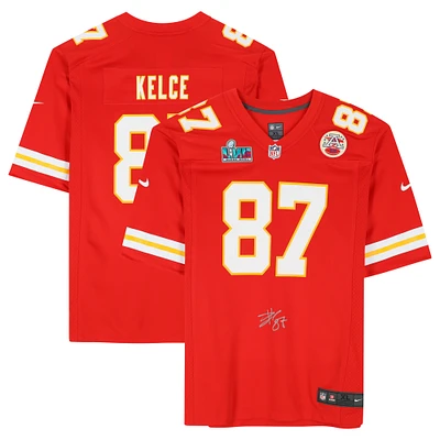 Travis Kelce Kansas City Chiefs Autographed Red Nike Super Bowl LVII Patch Game Jersey