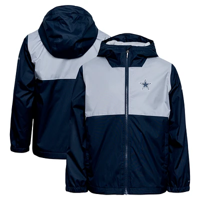 Youth Columbia  Navy Dallas Cowboys Rainy Fields Lined Omni-Tech™ Full-Zip Hoodie Jacket