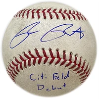 Brett Baty New York Mets Autographed Game-Used Baseball from August 25, 2022 with "Citi Field Debut" Inscription