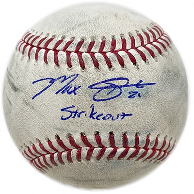 Max Scherzer New York Mets Autographed Game-Used Baseball from May 1, 2022 with "Strikeout" Inscription