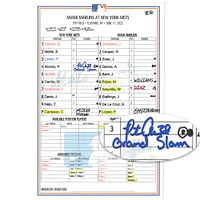 Pete Alonso New York Mets Autographed Game-Used Lineup Card vs. Miami Marlins on June 17, 2022 with "Grand Slam" Inscription