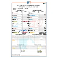 Max Scherzer New York Mets Autographed Game-Used Lineup Card vs. Cincinnati Reds on August 1, 2021
