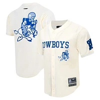 Men's Pro Standard Cream Dallas Cowboys Retro Classic Mesh Button-Up Shirt