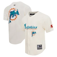 Men's Pro Standard Cream Miami Dolphins Retro Classic Mesh Button-Up Shirt