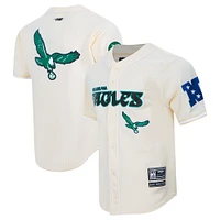 Men's Pro Standard Cream Philadelphia Eagles Retro Classic Mesh Button-Up Shirt