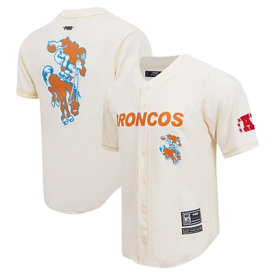 Men's Pro Standard Cream Denver Broncos Retro Classic Mesh Button-Up Shirt