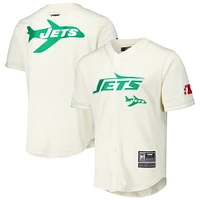 Men's Pro Standard Cream New York Jets Retro Classic Mesh Button-Up Shirt