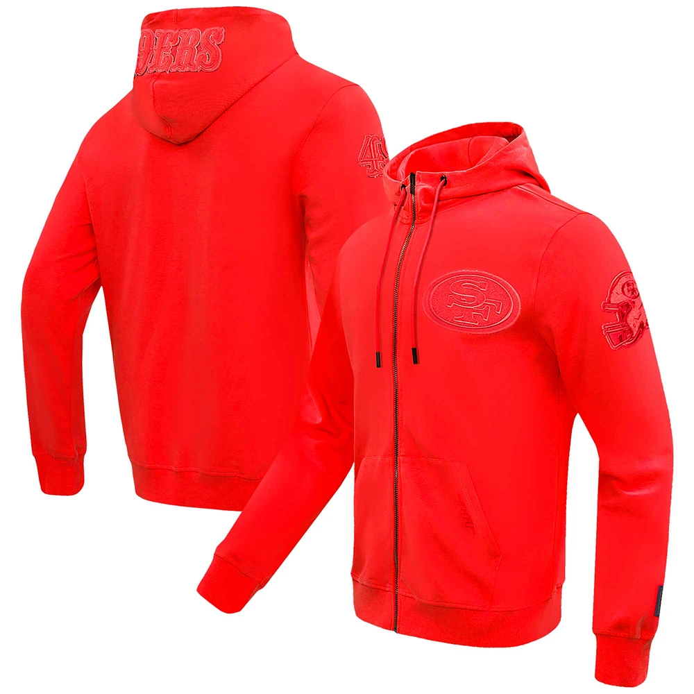 Men's Pro Standard Scarlet San Francisco 49ers Triple Tonal Full-Zip Hoodie