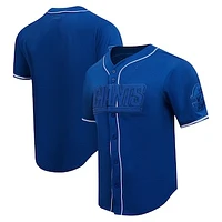 Men's Pro Standard Royal New York Giants Triple Tonal Mesh Button-Up Shirt