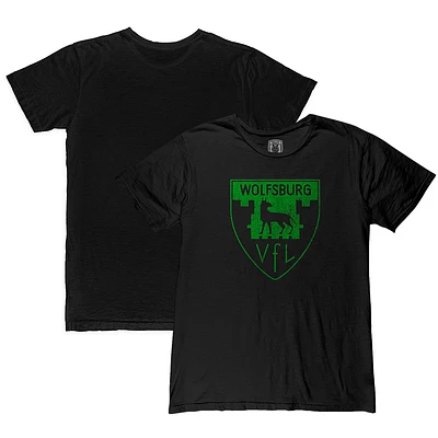 Men's 1863FC  Black VfL Wolfsburg Retro Crest Slub T-Shirt