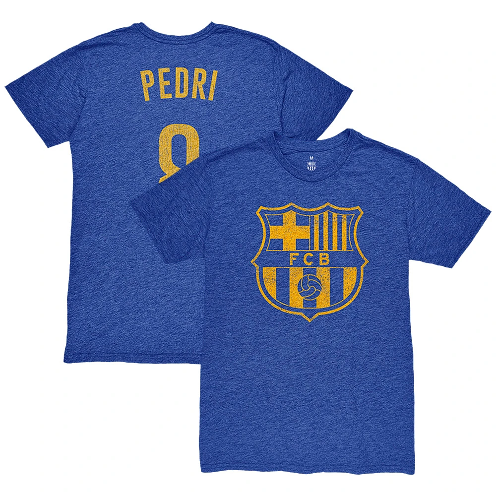 Men's 1863FC Pedri Heather Royal Barcelona Player Name & Number Twisted Tri-Blend Slub T-Shirt
