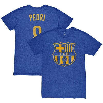 Men's 1863FC Pedri Heather Royal Barcelona Player Name & Number Twisted Tri-Blend Slub T-Shirt