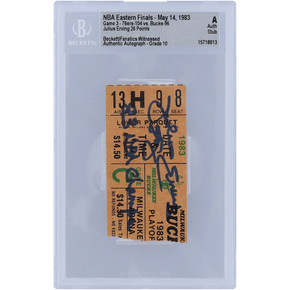 Julius Erving Philadelphia 76ers Autographed 1983 NBA Eastern Conference Finals Game 3 Beckett Fanatics Witnessed Authenticated Ticket Stub with "83 NBA Champs" Inscription