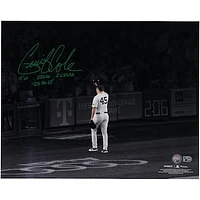Gerrit Cole New York Yankees Autographed 16" x 20" Tip Cap Spotlight Photograph with 2023 AL Cy Young Stats Inscriptions - Limited Edition #1/1 - Signed in Green Ink