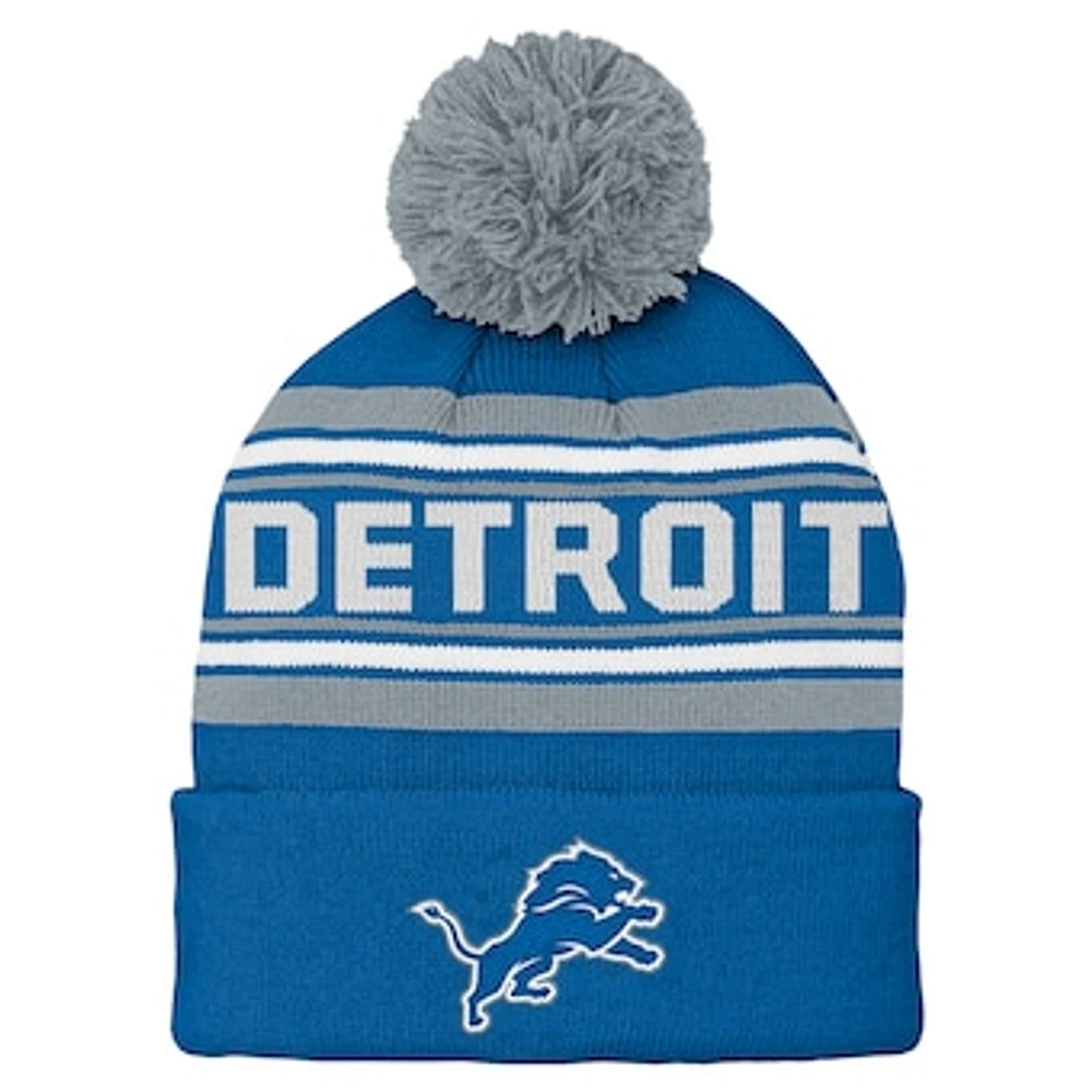 Preschool Blue Detroit Lions Jacquard Cuffed Knit Hat with Pom