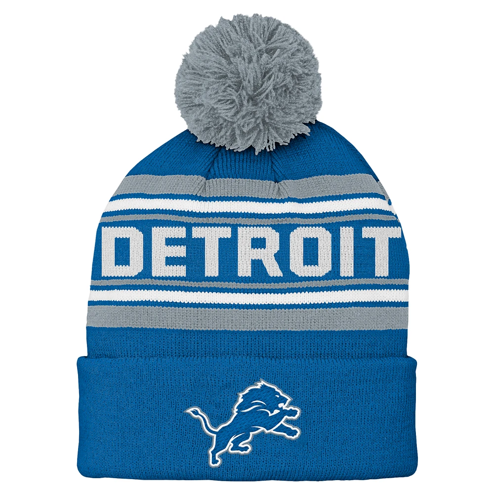 Preschool Blue Detroit Lions Jacquard Cuffed Knit Hat with Pom