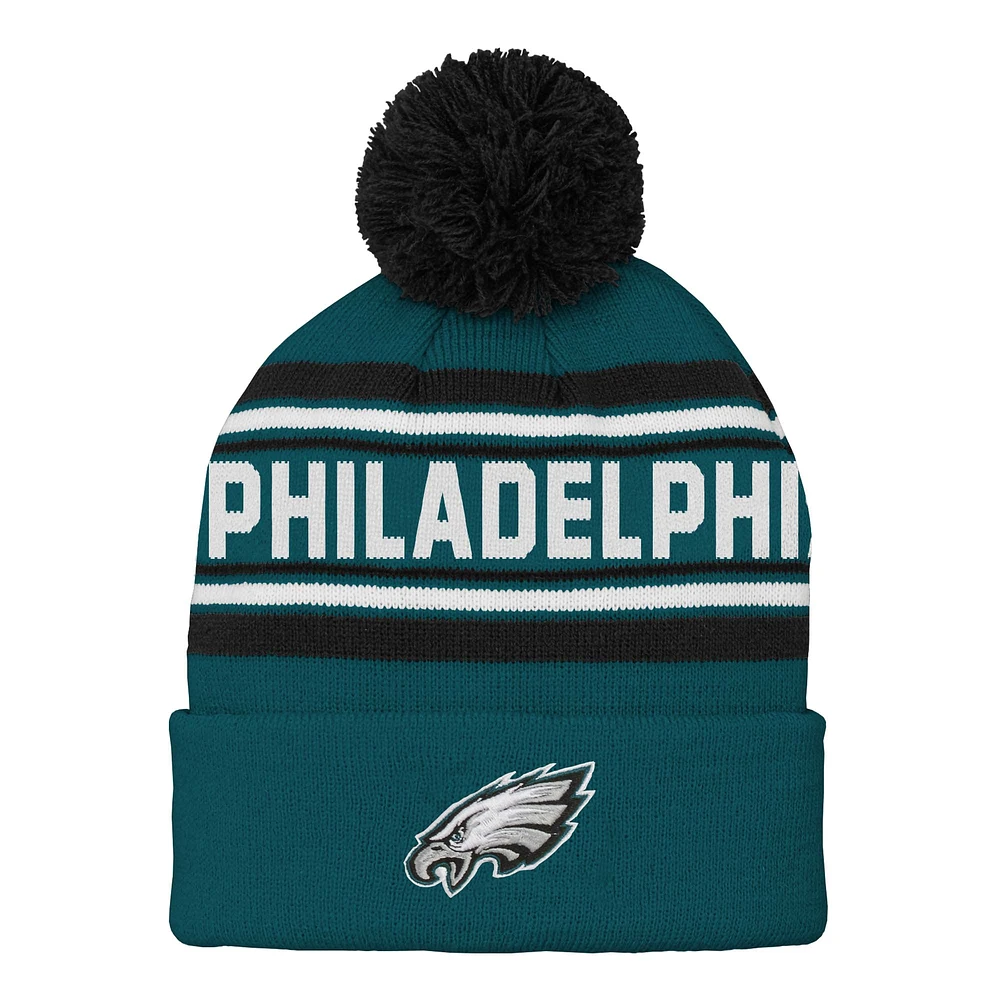 Preschool Midnight Green Philadelphia Eagles Jacquard Cuffed Knit Hat with Pom