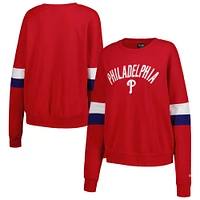 Women's New Era Red Philadelphia Phillies Game Day Crew Pullover Sweatshirt