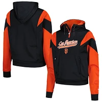 Women's New Era Black San Francisco Giants Color Block Fleece Quarter-Zip Hoodie