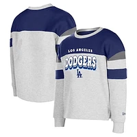 Girls Youth New Era Gray Los Angeles Dodgers Colorblock Pullover Sweatshirt