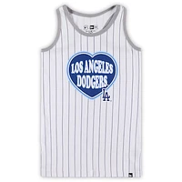 Girls Youth New Era White Los Angeles Dodgers Pinstripe Tank Top