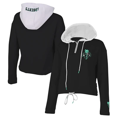 Women's Stadium Essentials Black New York Liberty Game Plan Quarter-Zip Hoodie