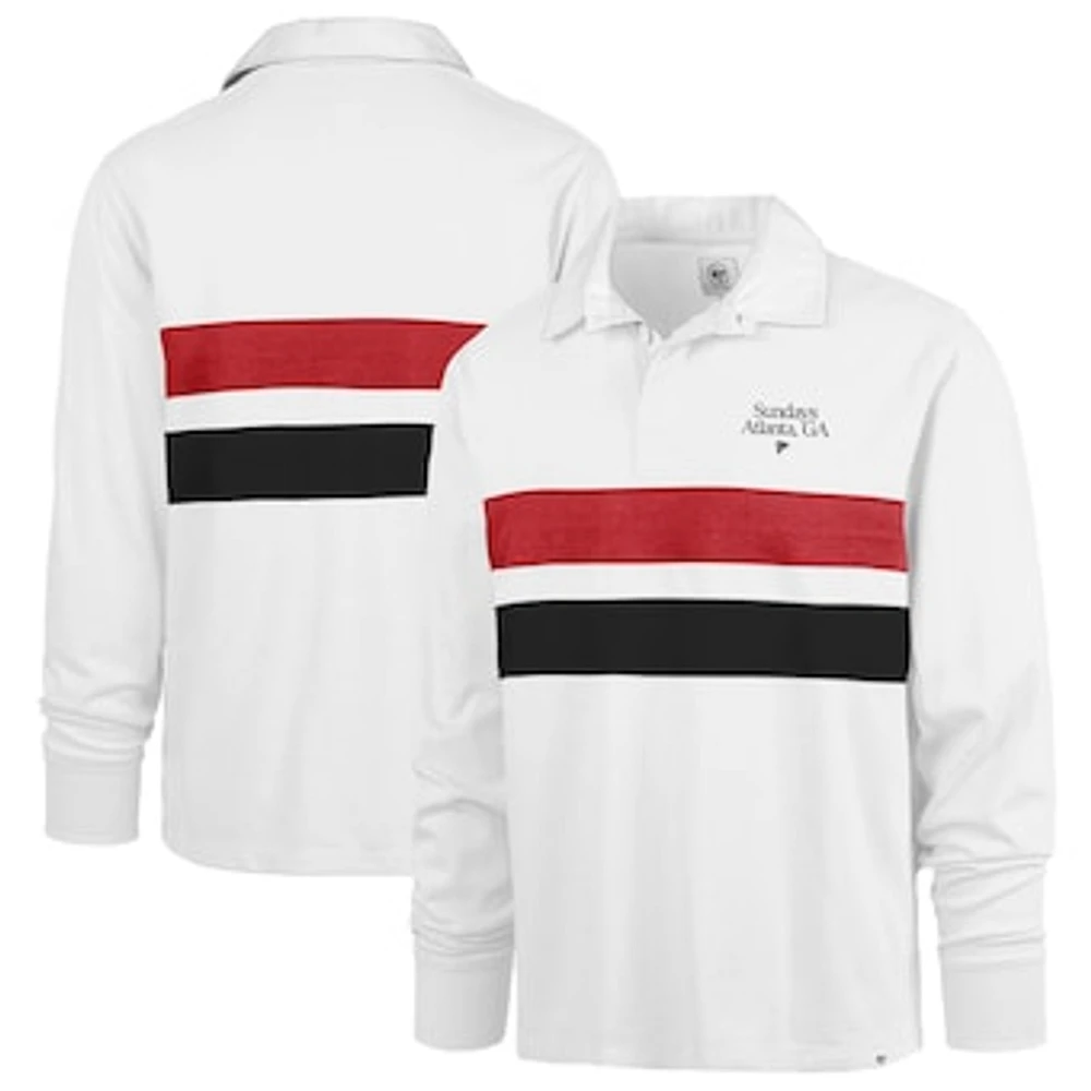 Men's '47 White Atlanta Falcons Sundays Clubhouse Knox Thames Long Sleeve Rugby Polo