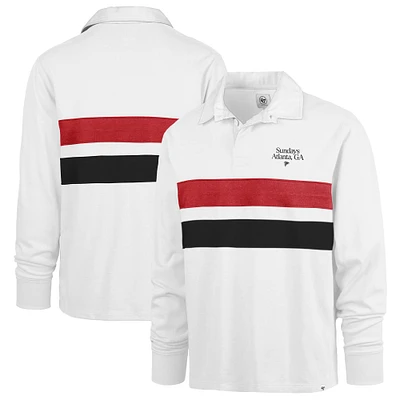 Men's '47 White Atlanta Falcons Sundays Clubhouse Knox Thames Long Sleeve Rugby Polo