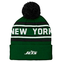 Youth Green New York Jets  Jacquard Cuffed Knit Hat with Pom