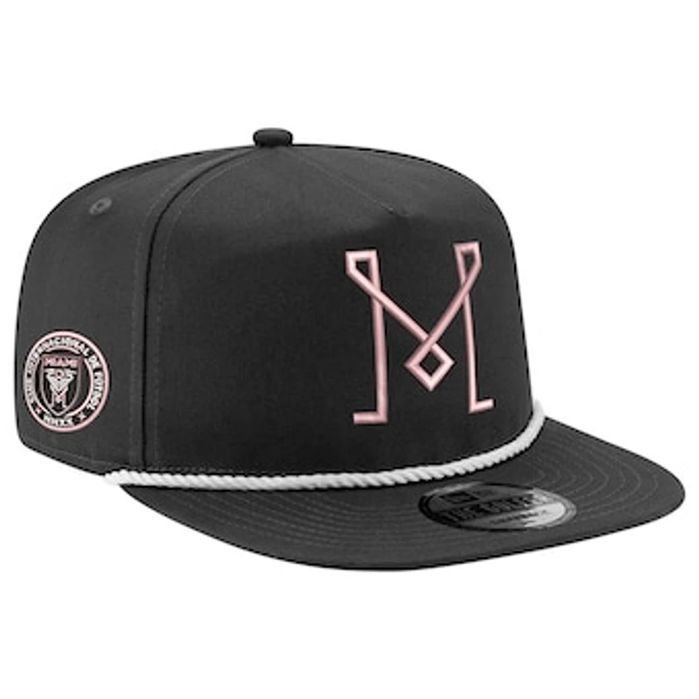 Men's New Era Black Inter Miami CF The Golfer Kickoff Collection Adjustable Hat