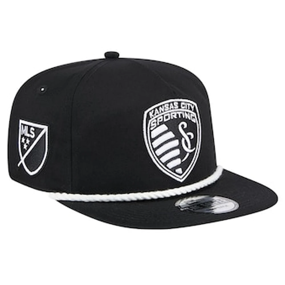 Men's New Era Black Sporting Kansas City 2024 Kick Off Collection Golfer Snapback Hat