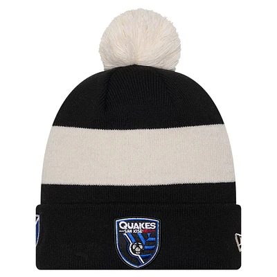 Men's New Era Black San Jose Earthquakes 2024 Kick Off Collection Cuffed Knit Hat with Pom