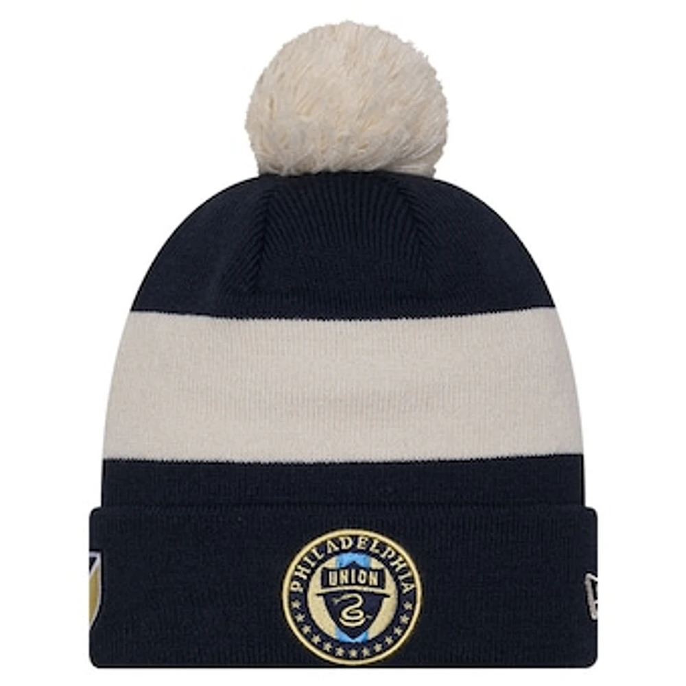 Men's New Era Navy Philadelphia Union 2024 Kick Off Collection Cuffed Knit Hat with Pom