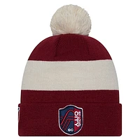 Men's New Era Red St. Louis City SC 2024 Kick Off Collection Cuffed Knit Hat with Pom