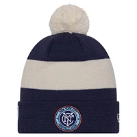 Men's New Era Navy New York City FC 2024 Kick Off Collection Cuffed Knit Hat with Pom