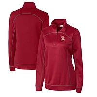 Women's Cutter & Buck Red Frisco RoughRiders Clique Helsa Performance Half-Zip Sweatshirt