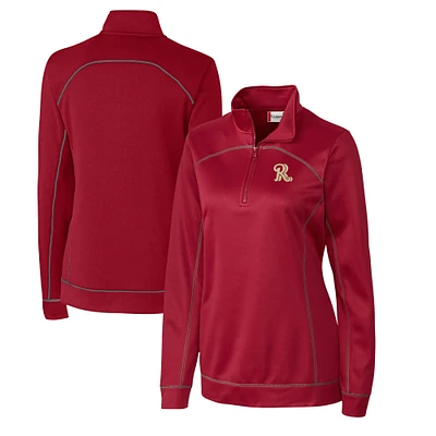 Women's Cutter & Buck Red Frisco RoughRiders Clique Helsa Performance Half-Zip Sweatshirt