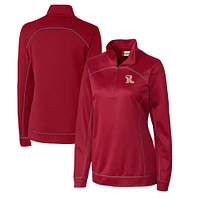 Women's Cutter & Buck Red Frisco RoughRiders Clique Helsa Performance Half-Zip Sweatshirt