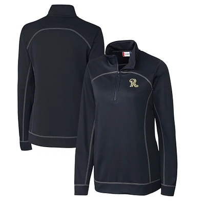 Women's Cutter & Buck Navy Frisco RoughRiders Clique Helsa Performance Half-Zip Sweatshirt