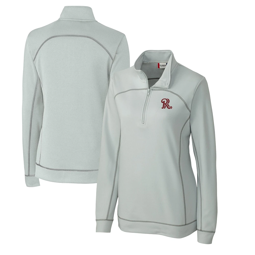 Women's Cutter & Buck Gray Frisco RoughRiders Clique Helsa Performance Half-Zip Sweatshirt