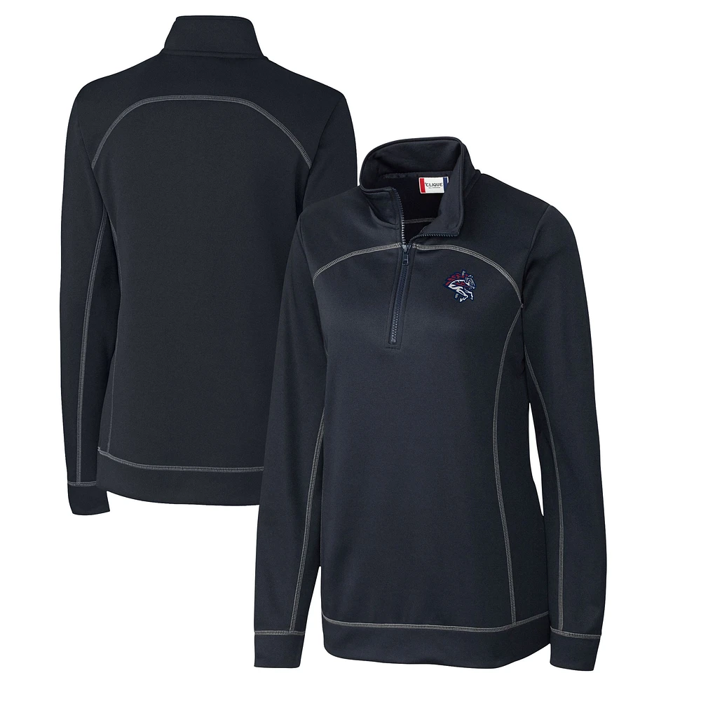 Women's Cutter & Buck Navy Binghamton Rumble Ponies Clique Helsa Performance Half-Zip Sweatshirt