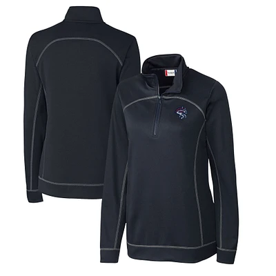 Women's Cutter & Buck Navy Binghamton Rumble Ponies Clique Helsa Performance Half-Zip Sweatshirt