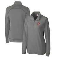 Women's Cutter & Buck Gray Portland Sea Dogs Clique Helsa Performance Half-Zip Sweatshirt