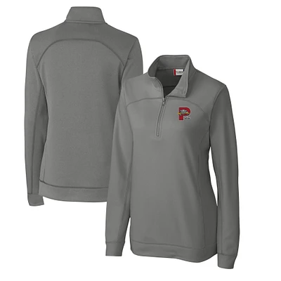 Women's Cutter & Buck Gray Portland Sea Dogs Clique Helsa Performance Half-Zip Sweatshirt