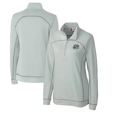 Women's Cutter & Buck Gray Omaha Storm Chasers Clique Helsa Performance Half-Zip Sweatshirt