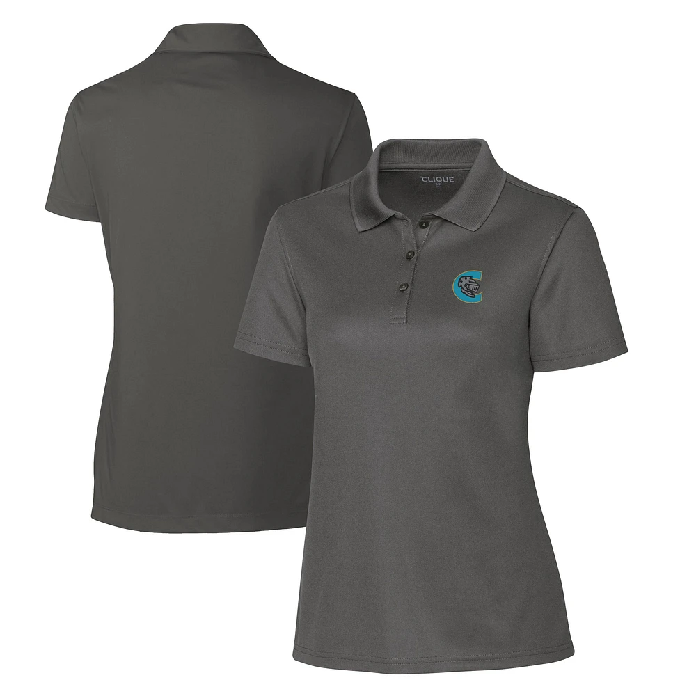 Women's Cutter & Buck Steel Charlotte Knights Clique Spin Eco Performance Pique Polo