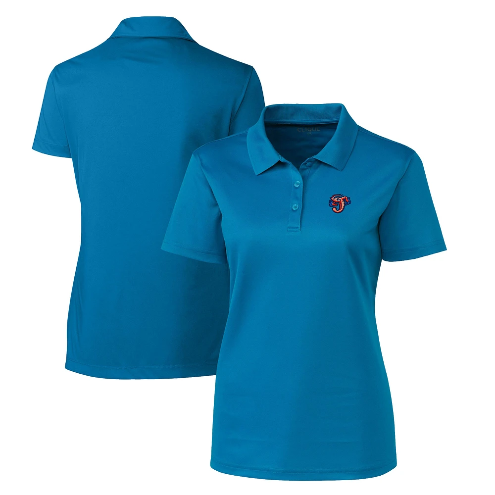 Women's Cutter & Buck Aqua Jacksonville Jumbo Shrimp Clique Spin Eco Performance Pique Polo