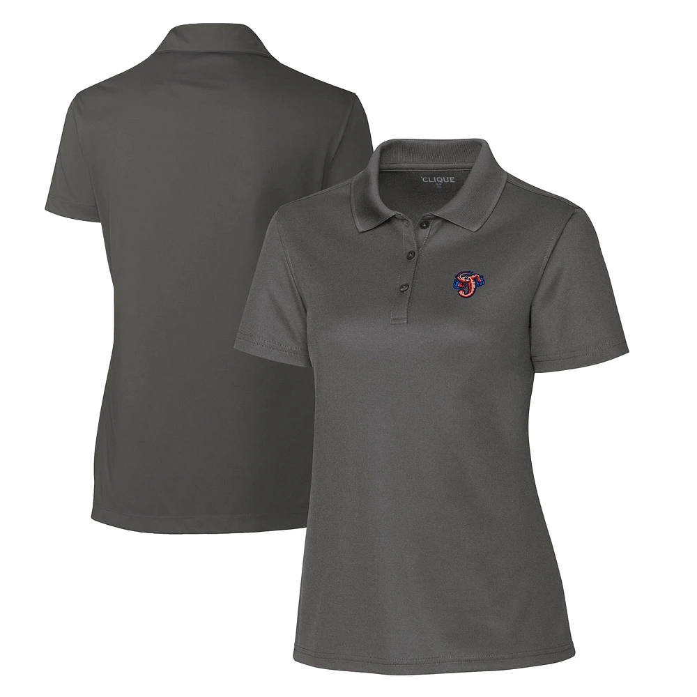 Women's Cutter & Buck Steel Jacksonville Jumbo Shrimp Clique Spin Eco Performance Pique Polo